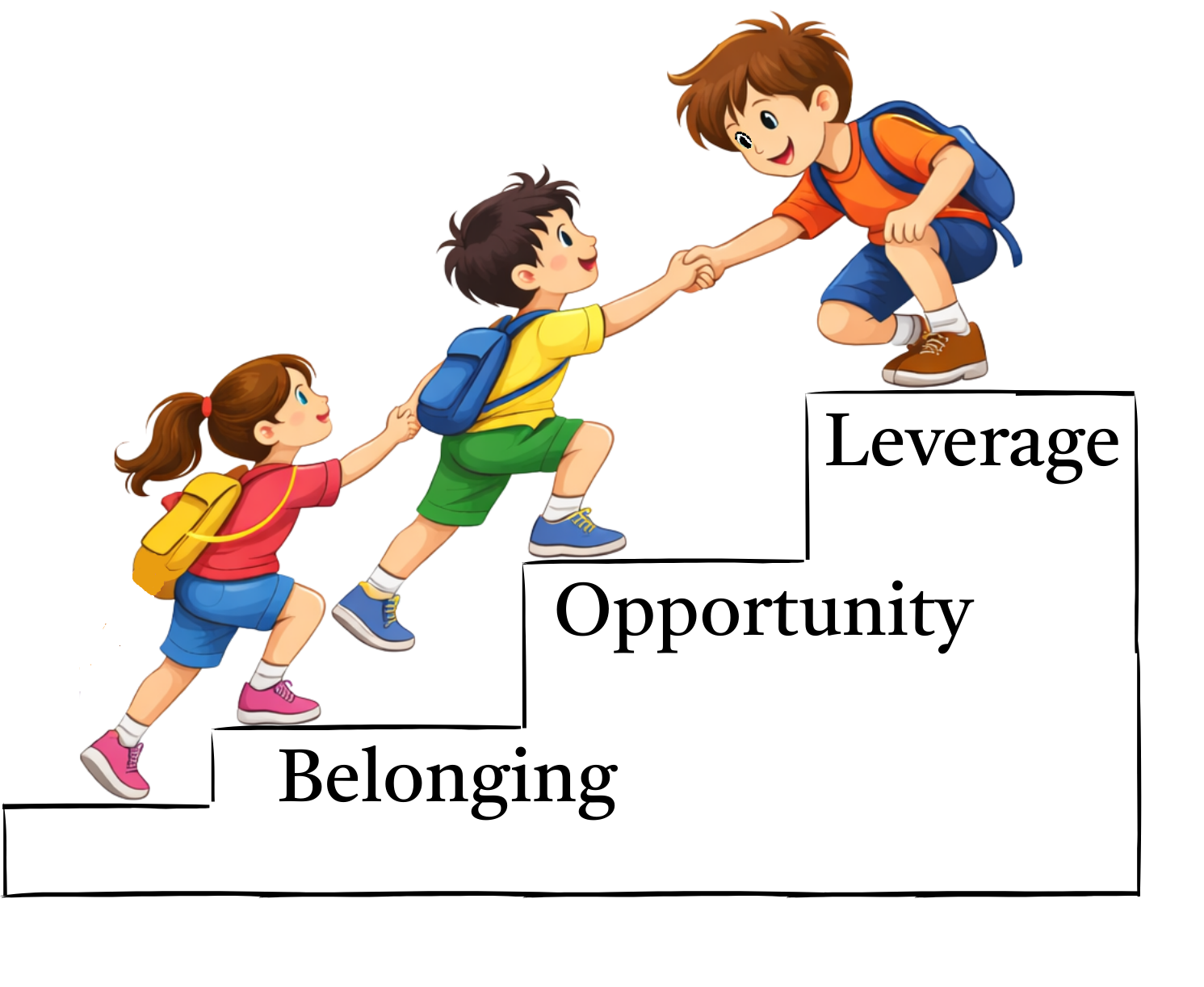 Student climbing stairs illustration